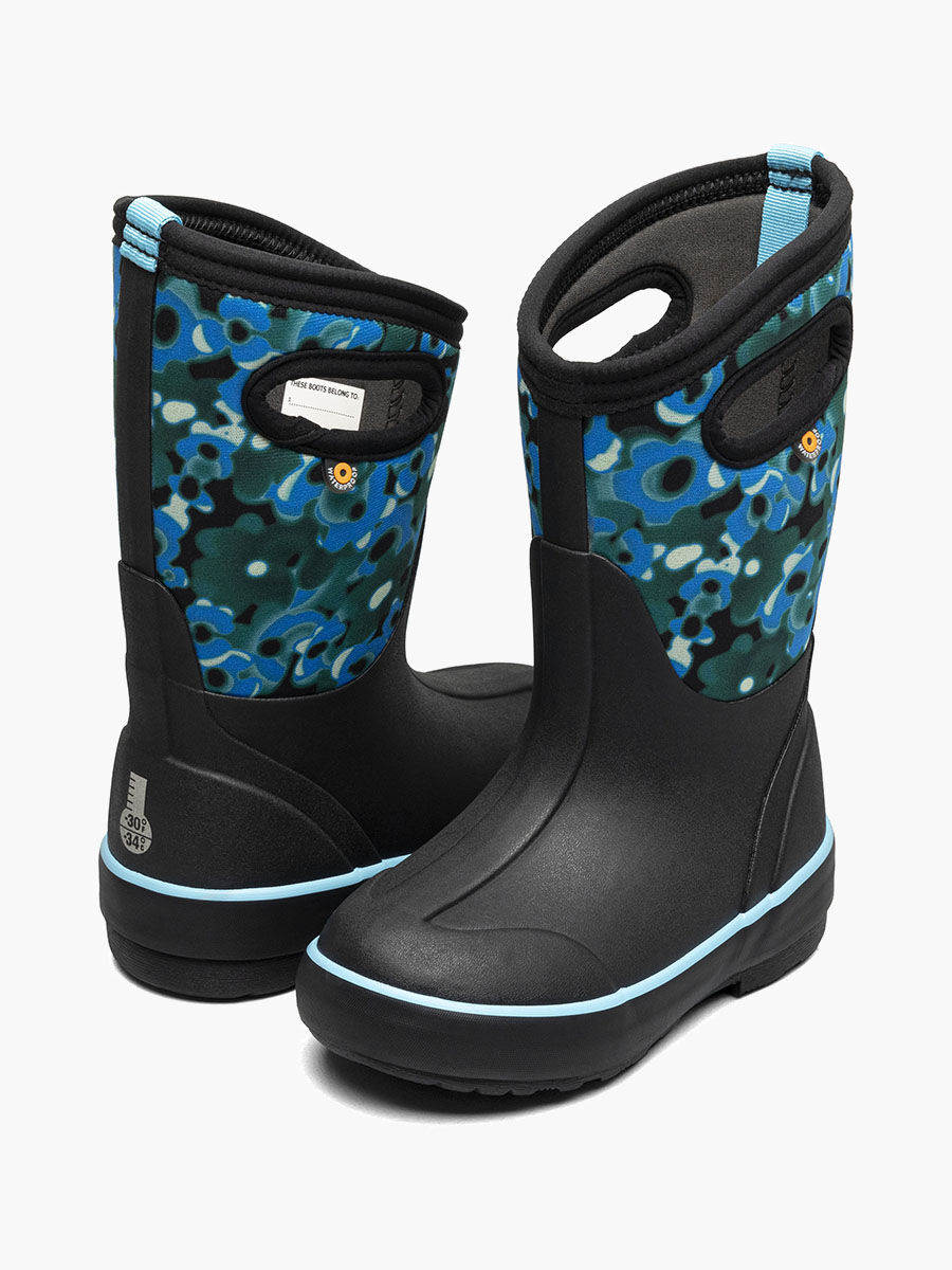 Bogs Kids' Classic II Tropadelic Floral 3 Season Boots in Black
