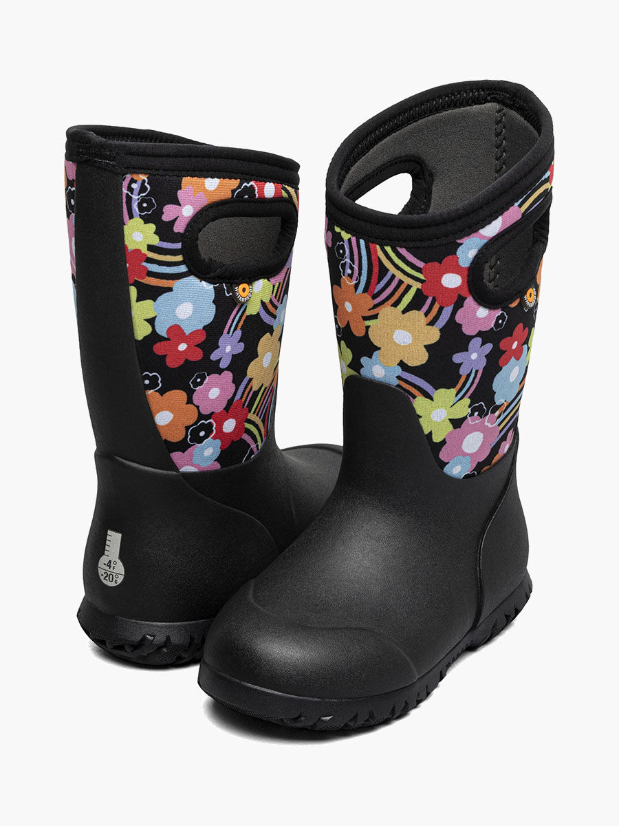 Bogs Kids' York Groovy Rainbow 3 Season Boots in Black