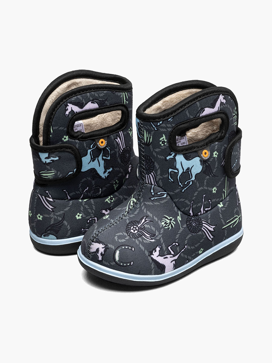 Bogs Kids' Baby Bogs II Horses Baby Boots in Dark Grey