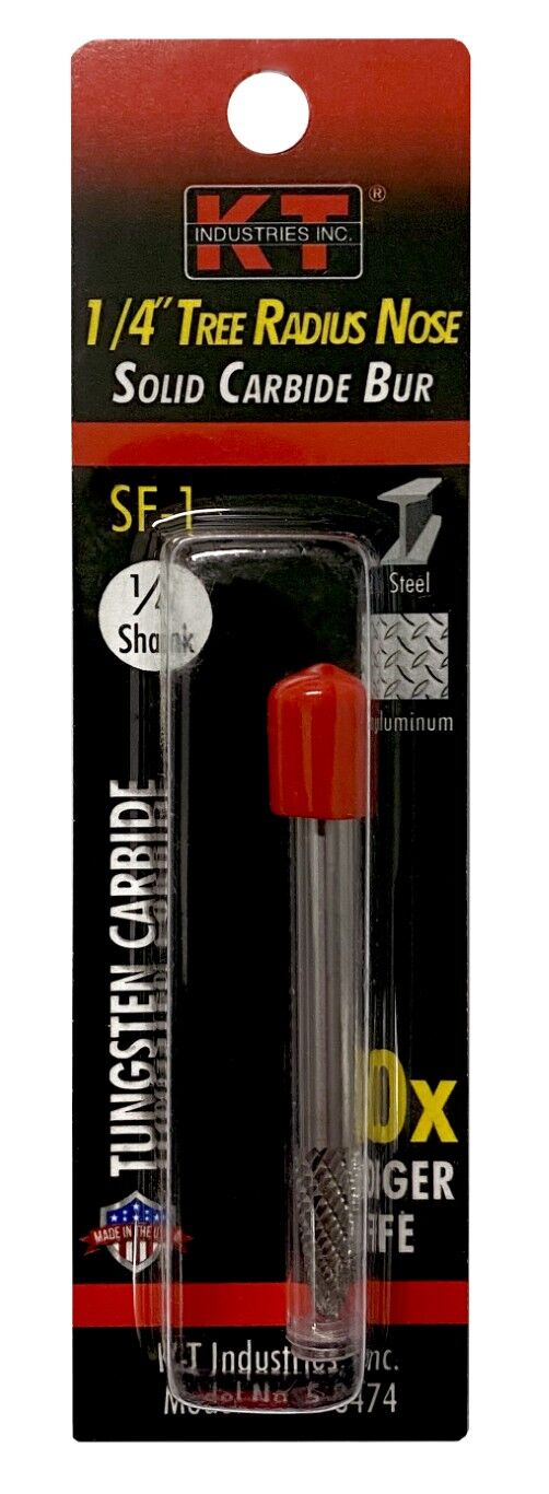 KT Industries SF-1 Solid Carbide Tree Radius Nose Bur, 1/4-In