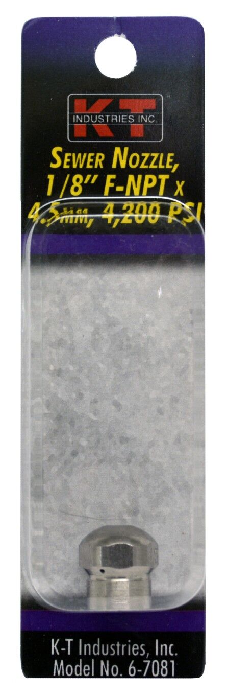 KT Industries Stainless Steel Sewer Nozzle, 1/8-In Female NPT x 4.5-mm