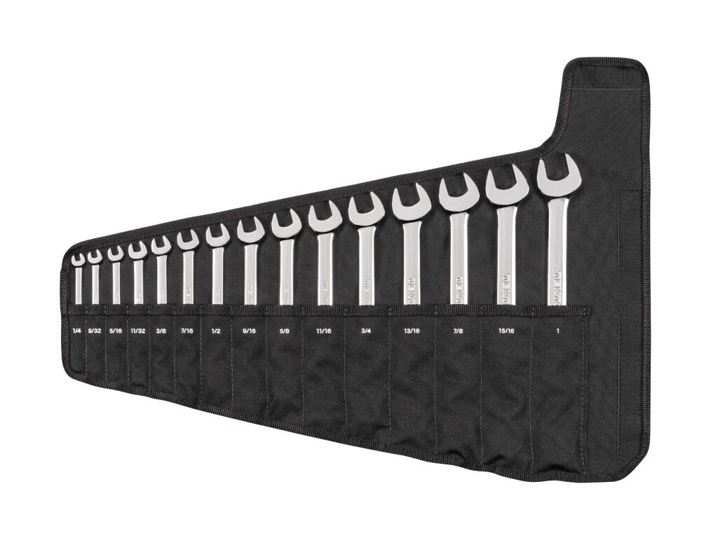 Tekton 1/4-1-In Combination Wrench Set with Pouch, 15-Pc