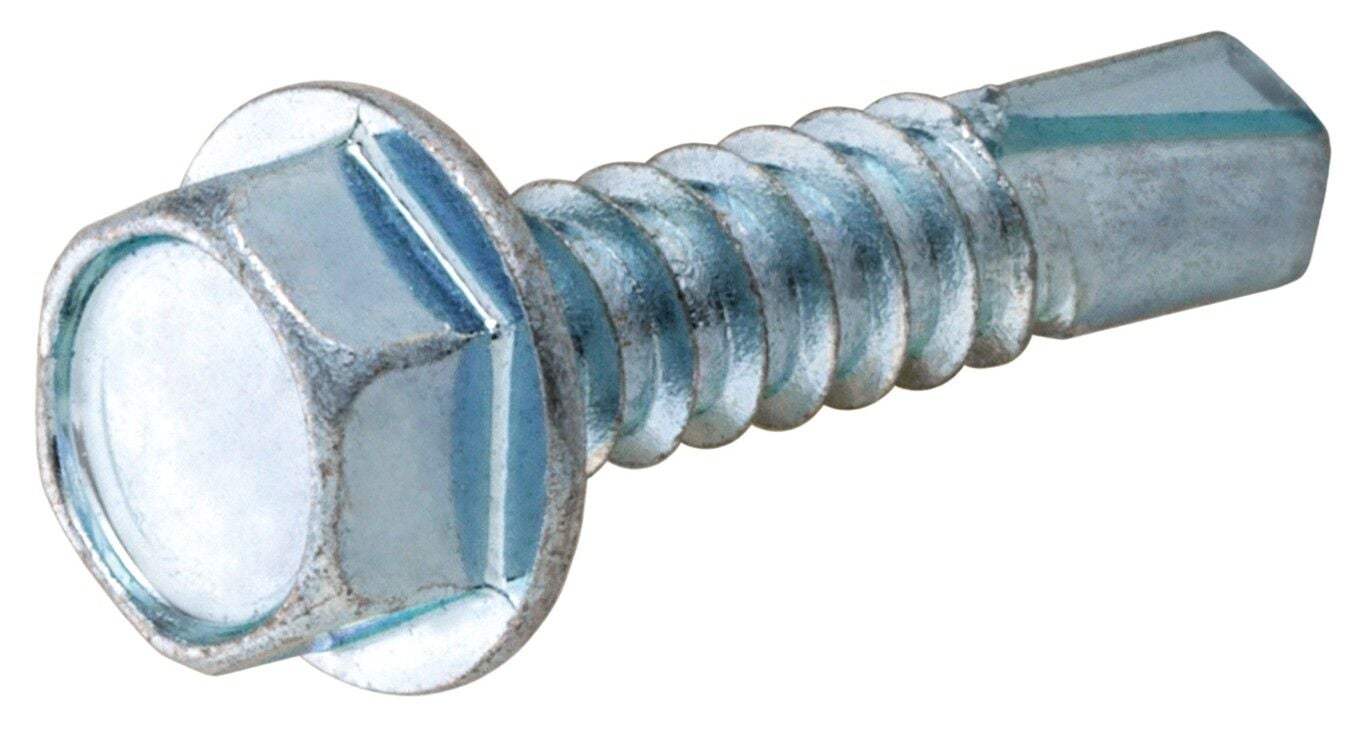 Hillman Project Center Zinc Hex Washer Head Self Drilling Screws, #8 - 18 x 1-In, 4-Pc