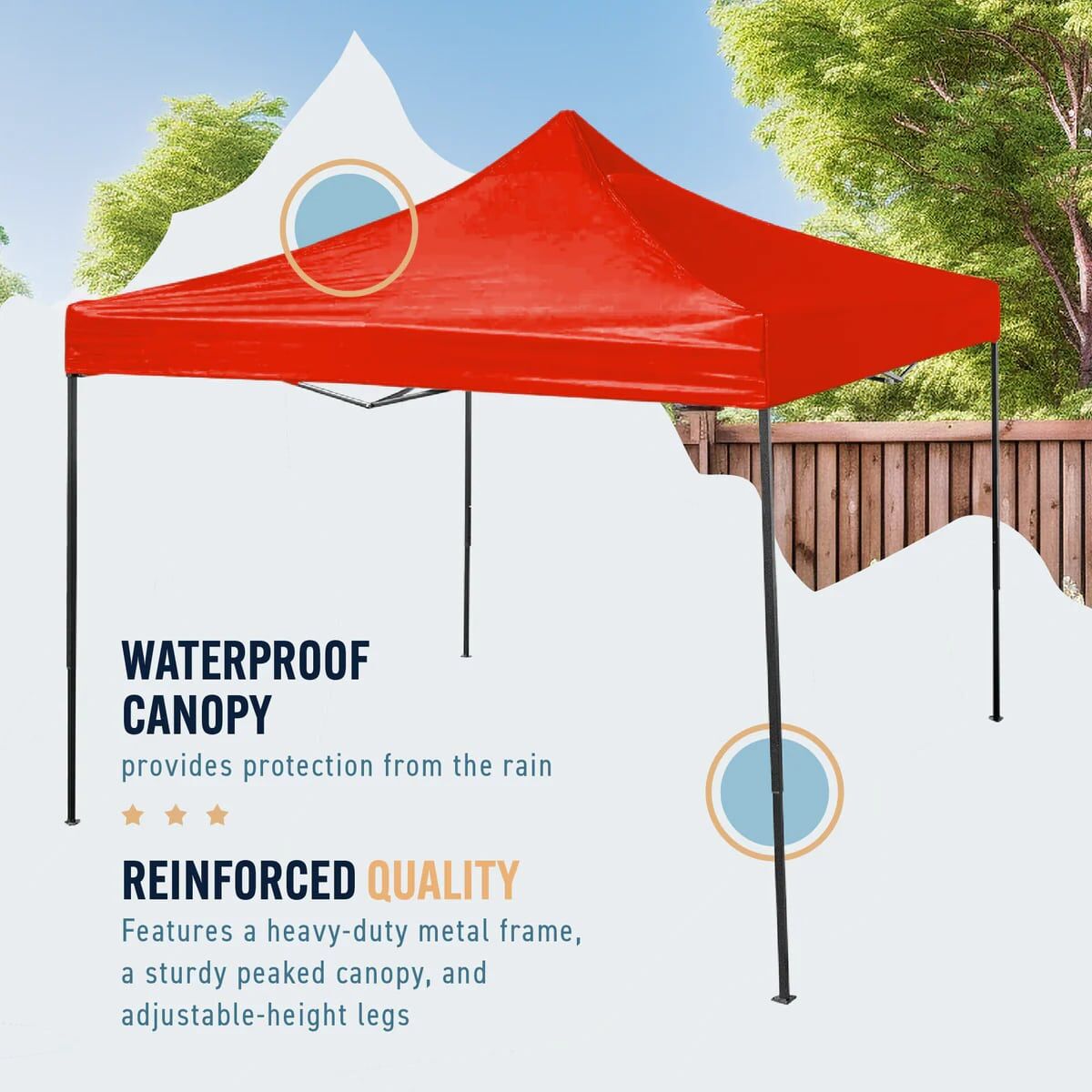 Trappers Peak Red Folding Pop-Up Canopy, 10-Ft x 10-Ft