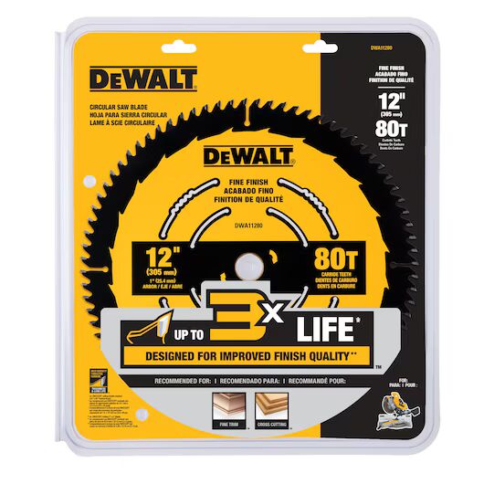 DEWALT Fine Finish Circular Saw Blade, 80T, 12-In