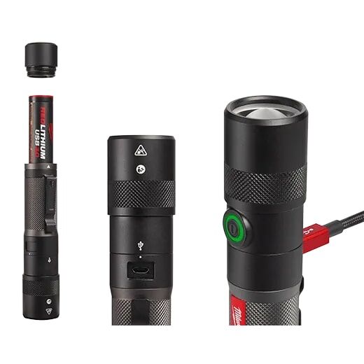 Milwaukee RedLithium USB Rechargeable Twist Focus Flashlight, 1100-Lm