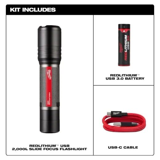 Milwaukee REDLITHIUM USB Slide Focus Flashlight