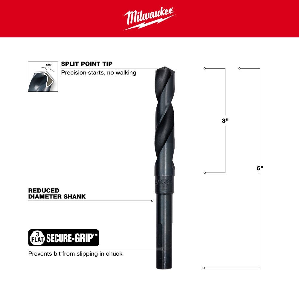 Milwaukee 5/8-In S&D Black Oxide Drill Bit