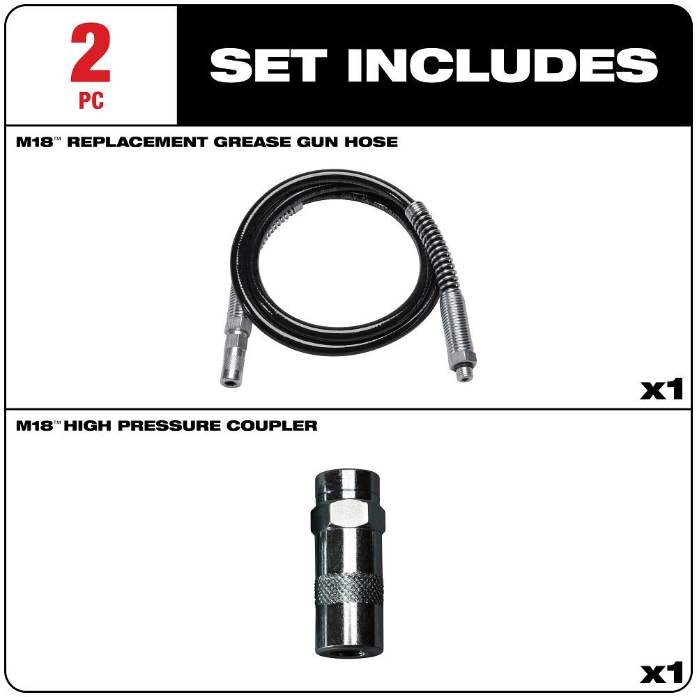 Milwaukee Replacement Grease Gun Hose With HP Coupler, 48-In