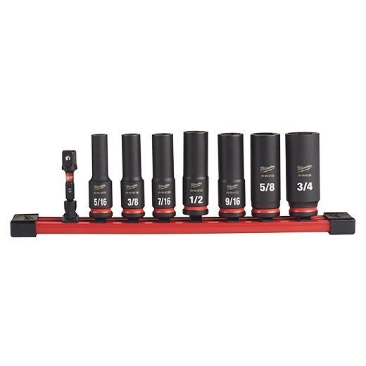 Milwaukee Shockwave Impact Duty SAE 6-Point Deep Socket Set, 3/8-In Drive, 8-Pc