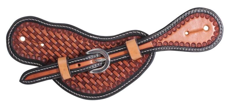 Professional's Choice Men's Basket Weave Chestnut with Black Border Spur Straps