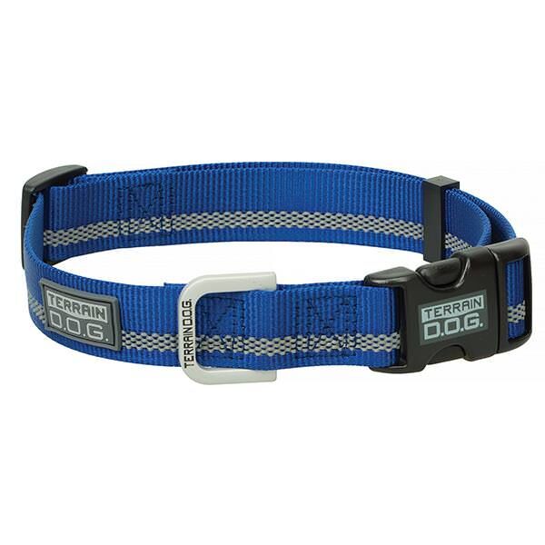 Terrain D.O.G. Medium Dark Blue Reflective Snap-N-Go Adjustable Nylon Dog Collar