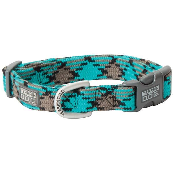 Terrain D.O.G. Medium Teal/Gray/Black Bamboo Adjustable Snap-N-Go Collar