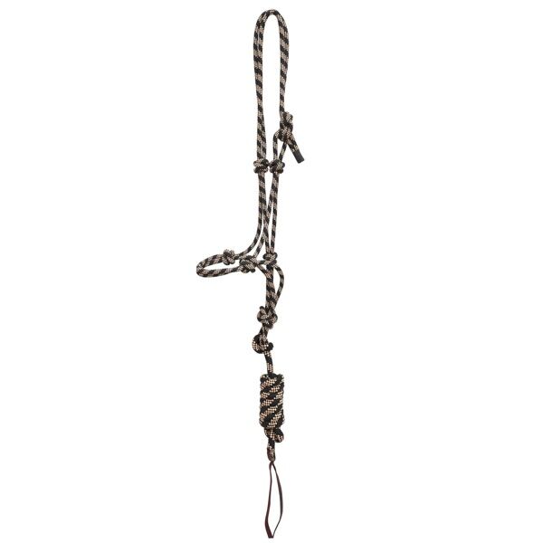 Weaver Leather Black/Beige Average Rope Halter With Lead, 5/16-In