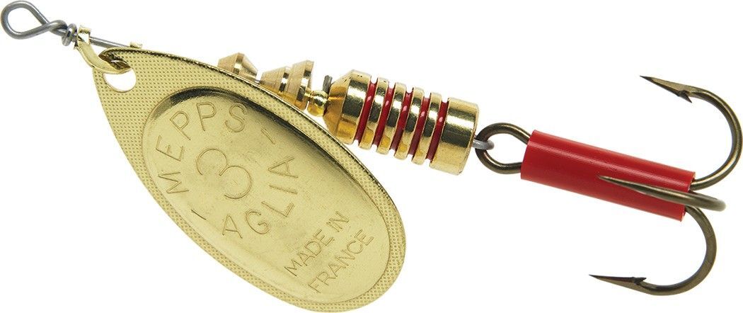 Mepps Treble Hook Aglia Gold Spinner, #3, 1/4-Oz