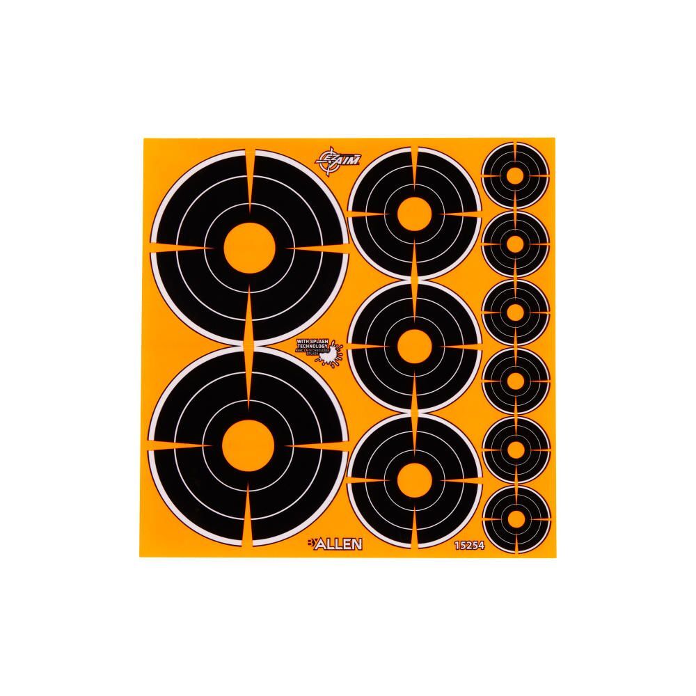 Allen EZ Aim Adhesive Splash Reactive Paper Shooting Targets Variety Pack, 12-Pk
