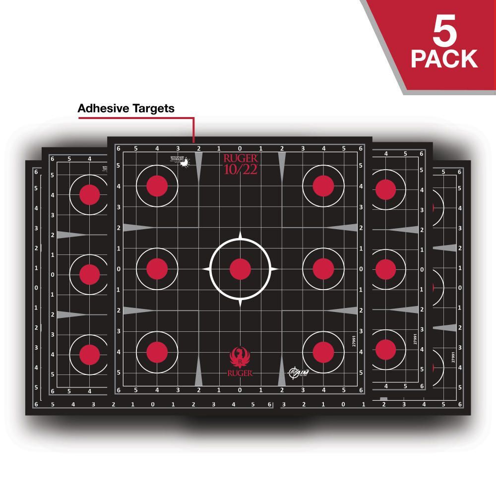 Allen Ruger 10/22 Splash Reactive Adhesive Paper Target Kit 12.5-In Square, Sight-In Grid, 5-Pk