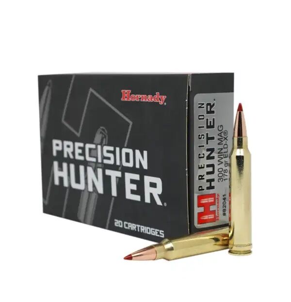 Hornady Precision Hunter .300 Win Mag, 178 Grain ELD-X Rifle Ammo, 20-Rd