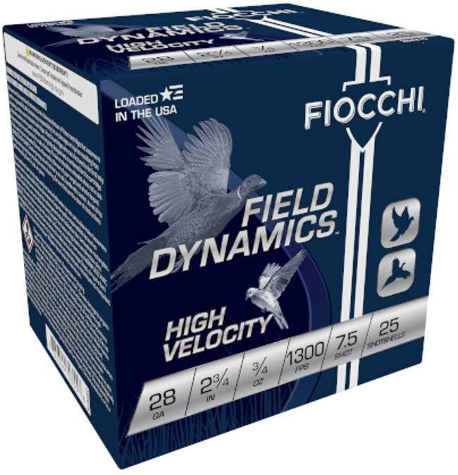 Fiocchi Upland Game 28 Gauge 2 3/4" #7.5 Shot, 3/4-Oz, 25-Rd