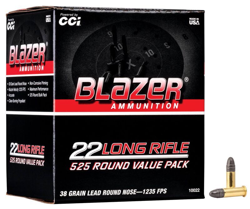Blazer Rimfire .22LR, 38 Grain Lead Round Nose Rifle Ammo, 525-Rd