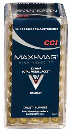 CCI Maxi-Mag .22 WMR, 40 Grain TMJ Rifle Ammo, 50-Rd