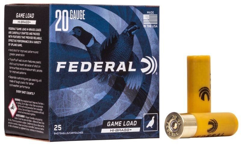 Federal Game Load Upland Hi-Brass 20 Gauge 2 3/4" #6 Shot, 1-Oz, 25-Rd