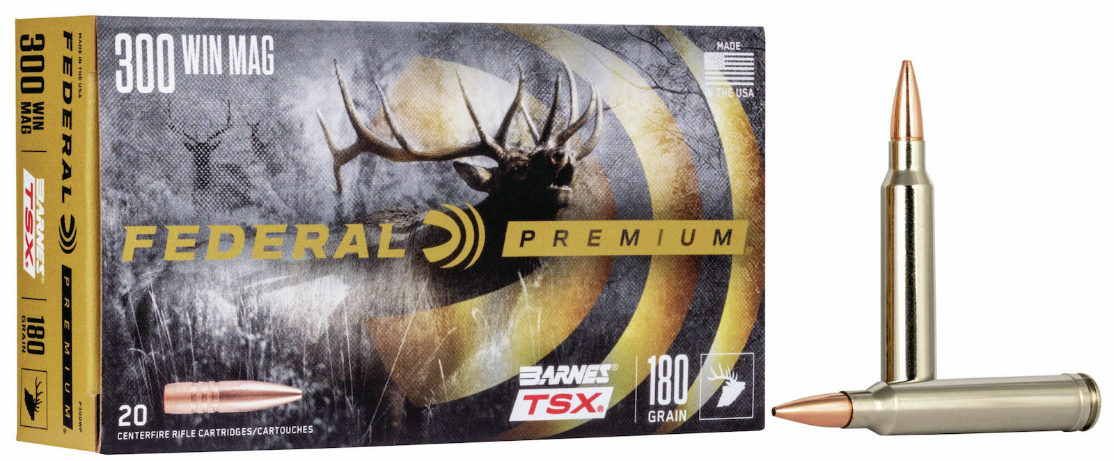 Federal Barnes TSX .300 Win Mag, 180 Grain Barnes Triple-Shock X Rifle Ammo, 20-Rd
