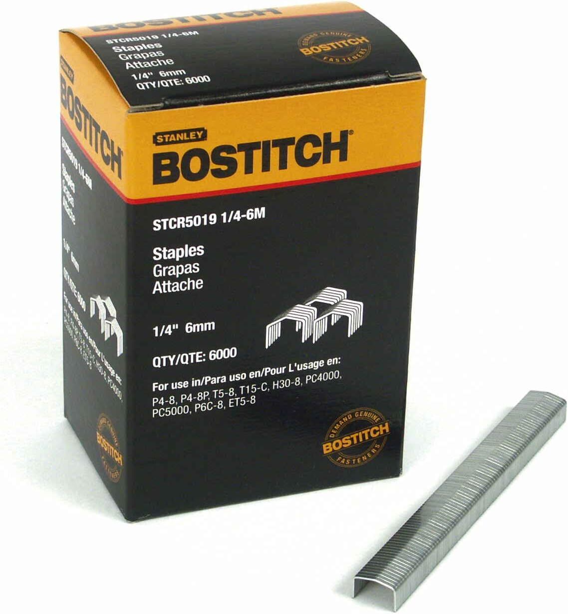 Stanley Bostitch Heavy Duty Crown Staples, 1/4-In X 7/16-In, 6000-Pk