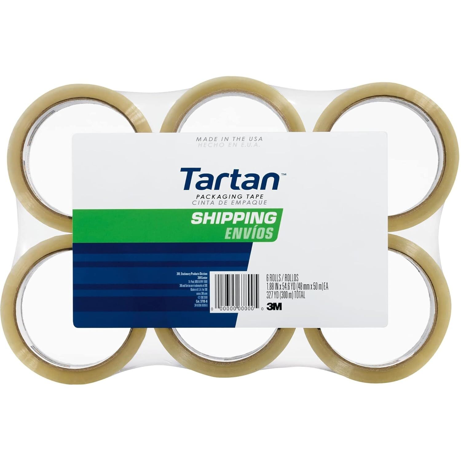 Tartan Clear Packaging Tape, 1.88-In x 55.6-Yd, 6-Pk