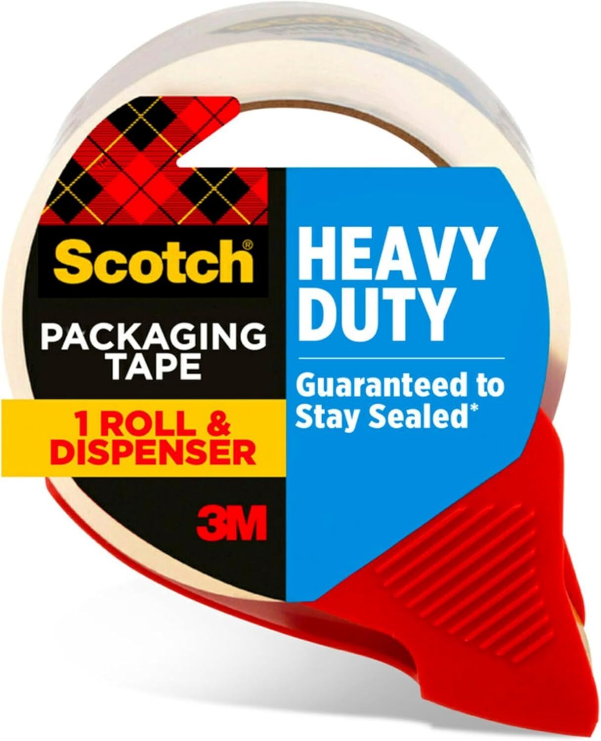 3M Scotch Heavy Duty Shipping Packaging Tape With Dispenser, 1.88-In x 38.2-Yd