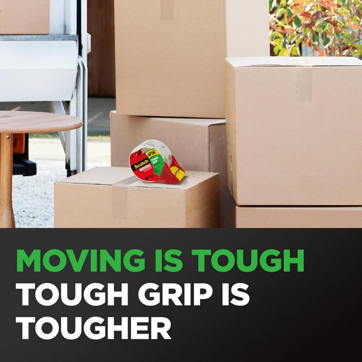 Scotch Tough Grip Moving Packaging Tape With Dispenser, 1.88-In x 38.2-Yd