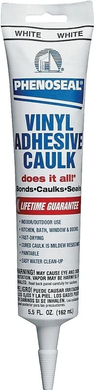 Phenoseal Does It All! White Vinyl Adhesive Caulk, 5.5-Oz