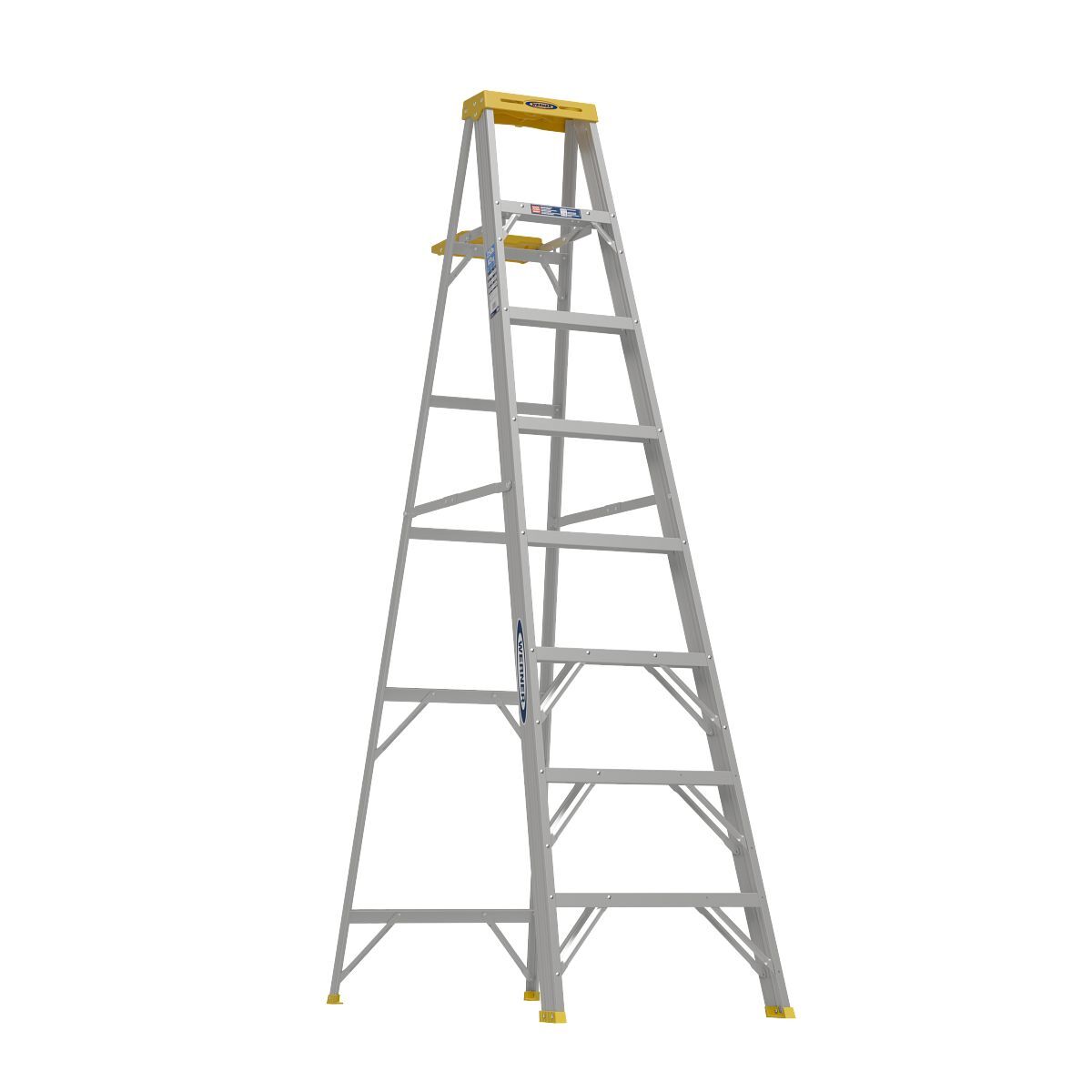 Werner 368 Aluminum Step Ladder, Type I, Load Capacity 250-Lb, 8-Ft