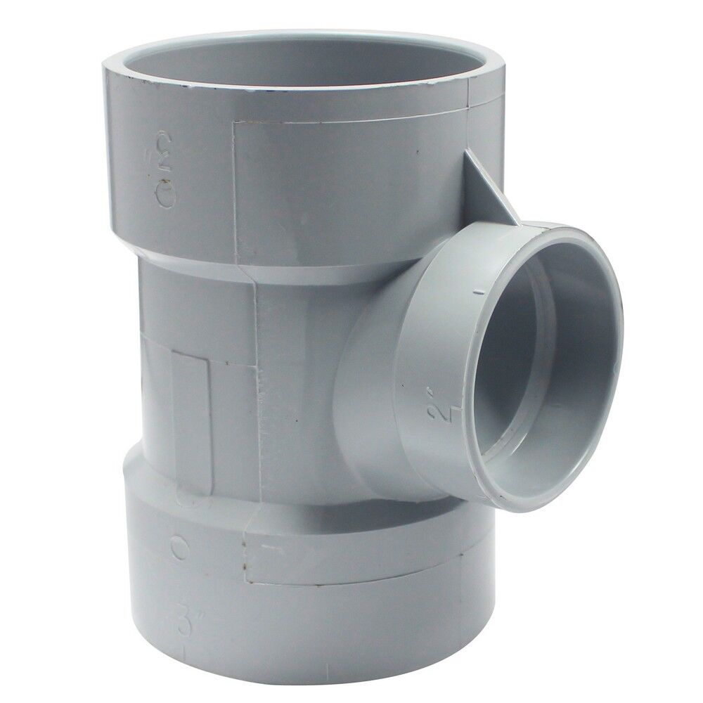 Canplas PVC DWV Sanitary Tee, 3-In Hub x 3-In Hub x 2-In Hub 