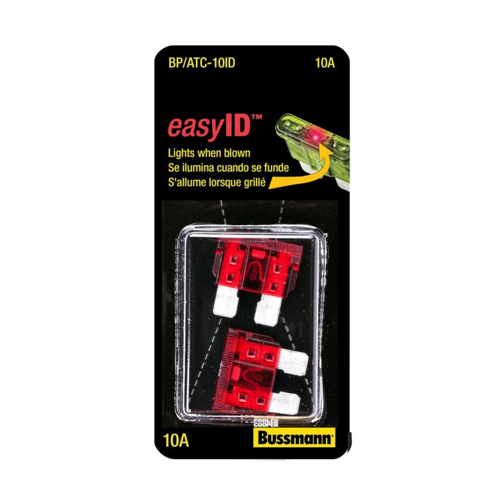 Bussmann BP/ATC-10ID Red ATC EasyID Non-Indicating Blade Fuse, 10-A, 32-V DC, 2-Pk