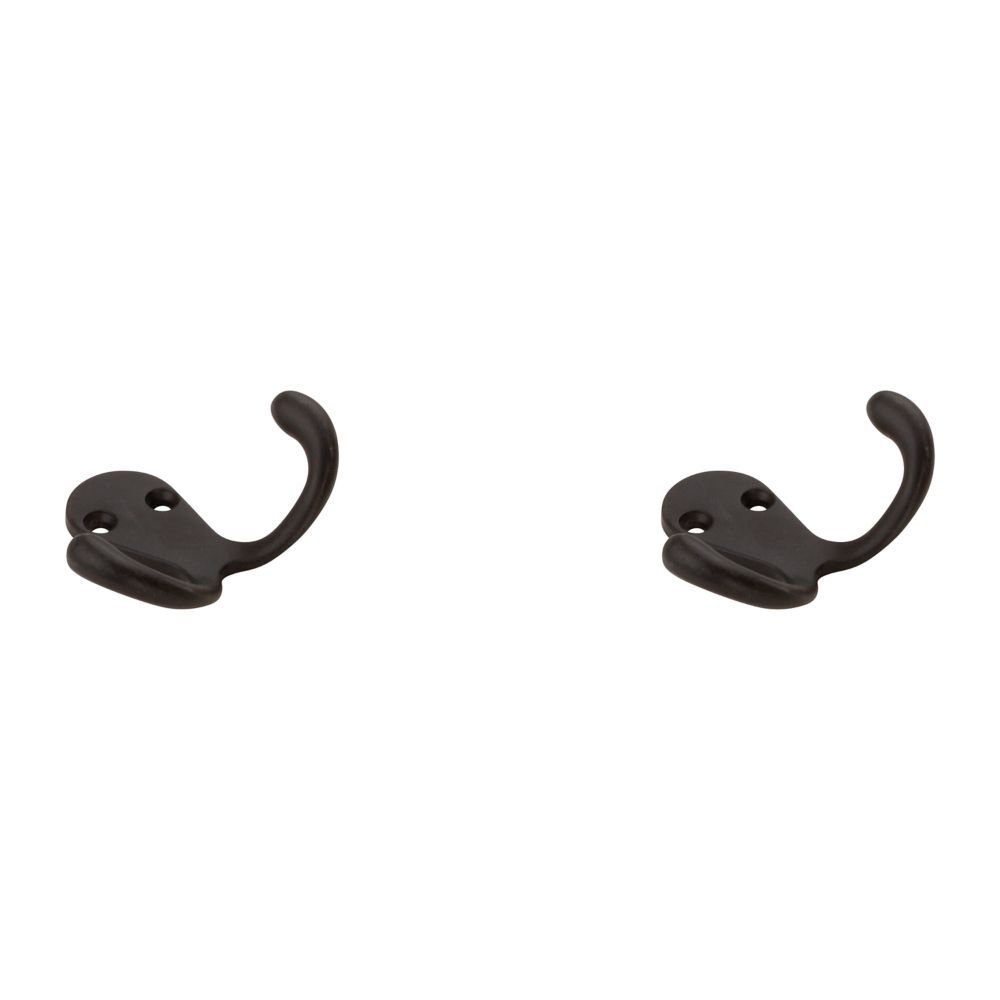 National Hardware Oil Rubbed Bronze Double Clothes Hook, 2-Pk