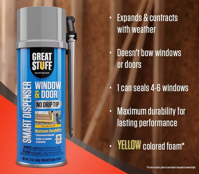 GREAT STUFF Window & Door Insulating Foam Sealants with Smart Dispenser, 12-Oz