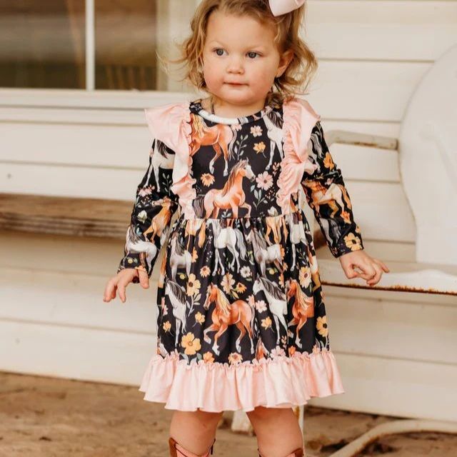 Shea Baby Kids' Horsing Around Ruffle Dress