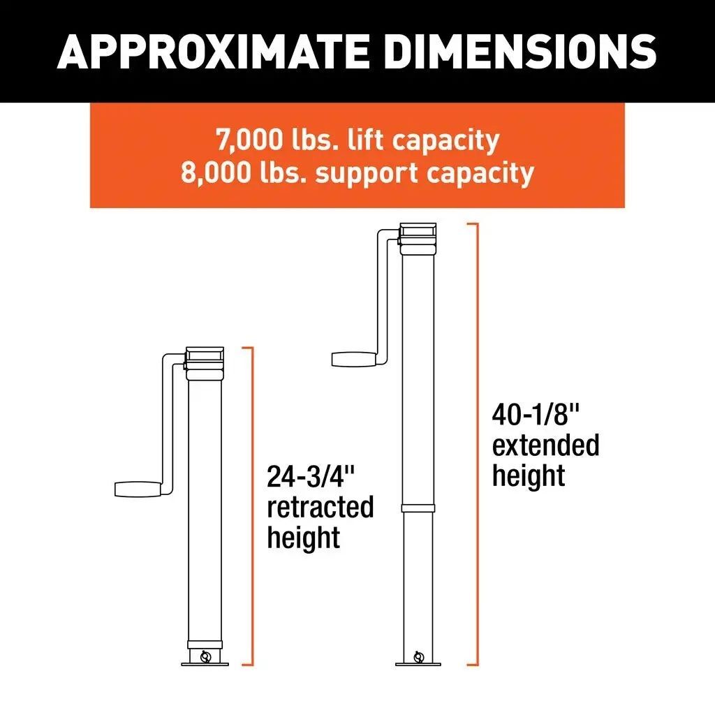 Curt Direct-Weld Square Jack with Side Handle, 8000-Lb, 15-In Travel