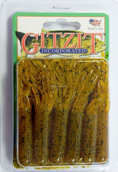 Gitzit The Original Fat Gitzit Brown Craw / S&P Bait Tube, 3.5-In, 10-Pk