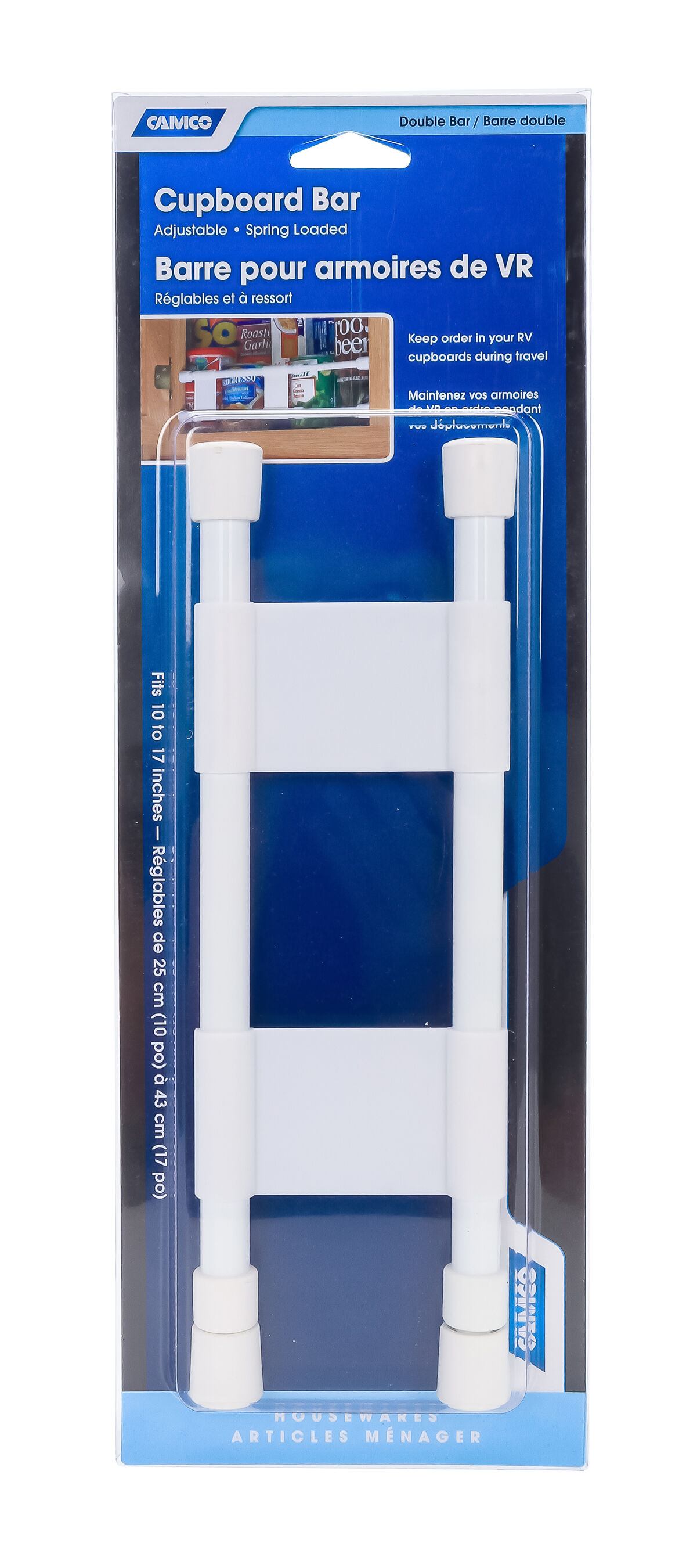 RV Cupboard Double Bar Set- 10-In to 17-In White