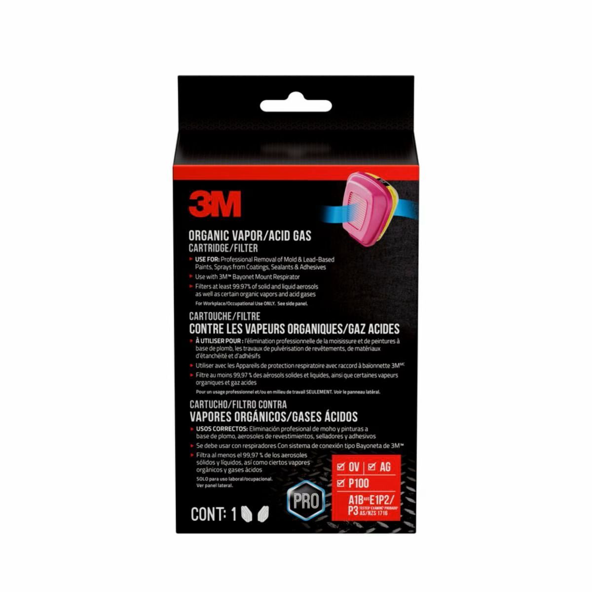 3M Organic Vapor/Acid Gas Cartridge/P100 Filter