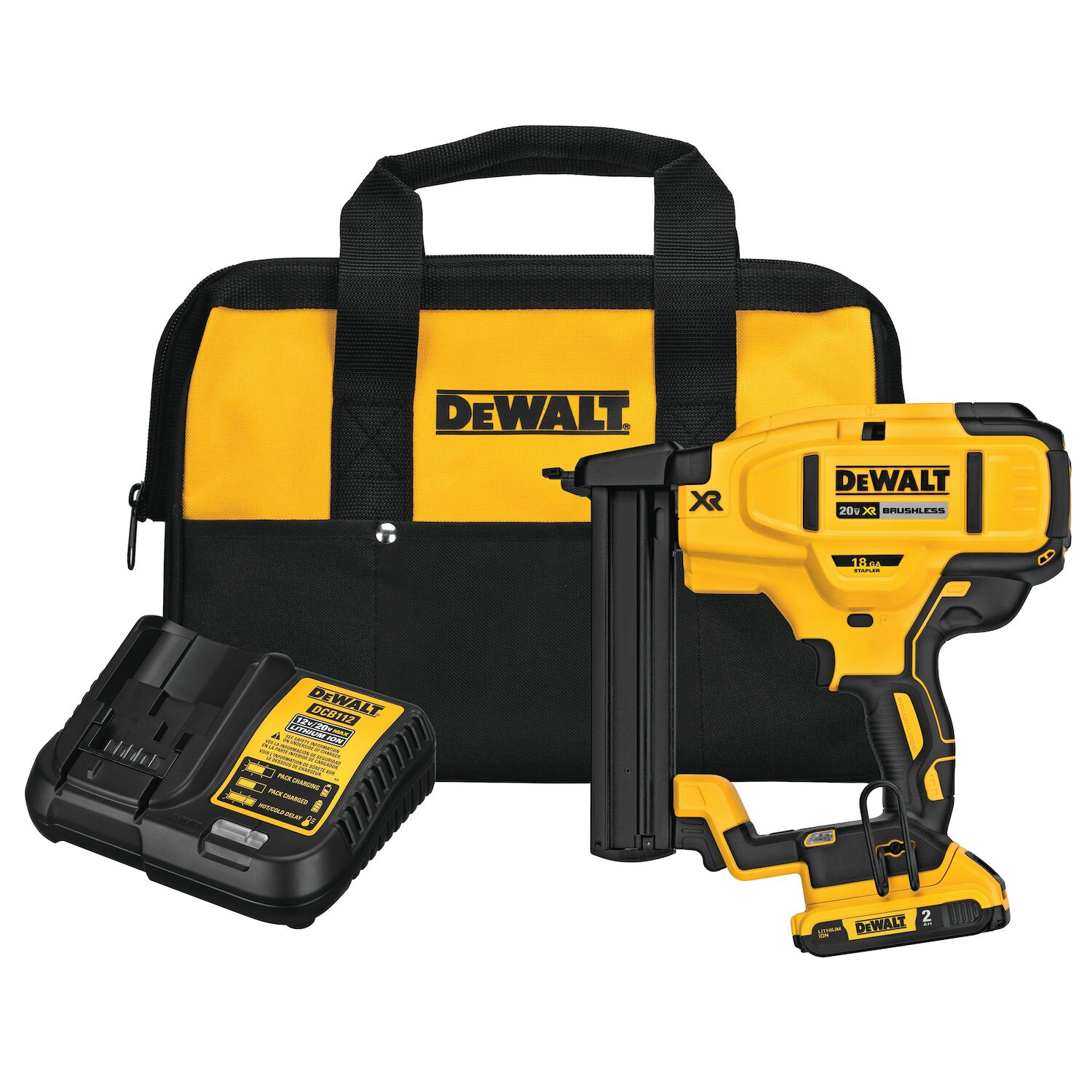 DEWALT 20-V Max XR Narrow Crown Stapler Kit, 18-Gauge