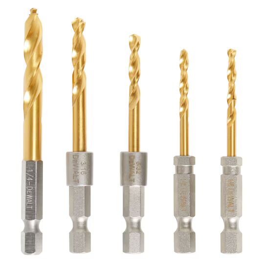 DEWALT Impact Ready Titanium Nitride Coated Drill Bit Set, 5-Pc