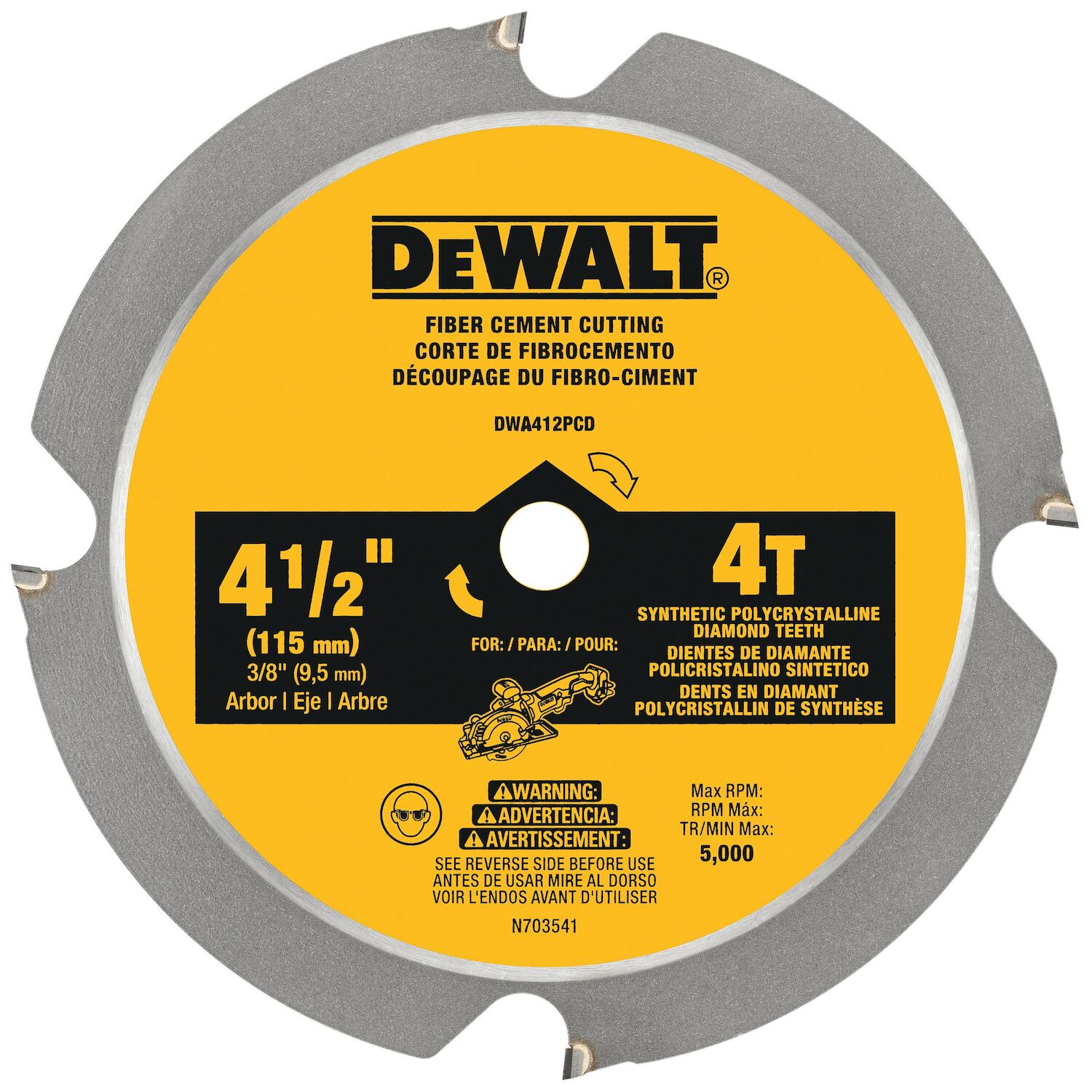DEWALT Fiber Cement Cutting Circular Saw Blade, 4T, 4 1/2-In
