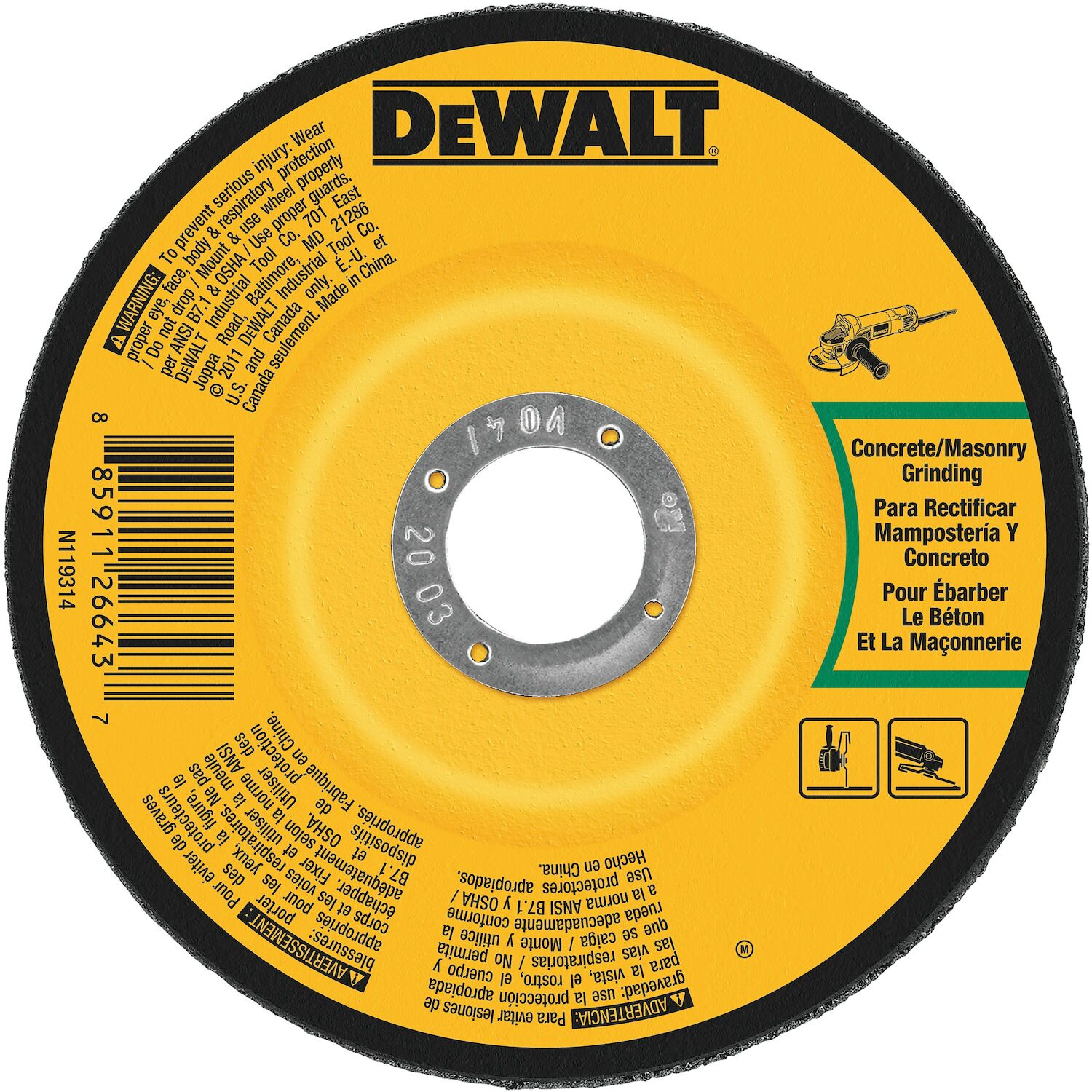 DEWALT Concrete/Masonry Grinding Wheel Type 27, 4 1/2-In x 1/4-In x 7/8-In