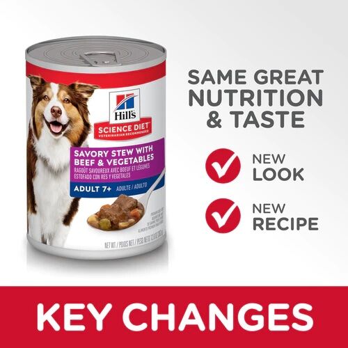 Hill's Science Diet Adult 7+ Savory Stew with Beef and Vegetables Dog Food, 12.8-Oz