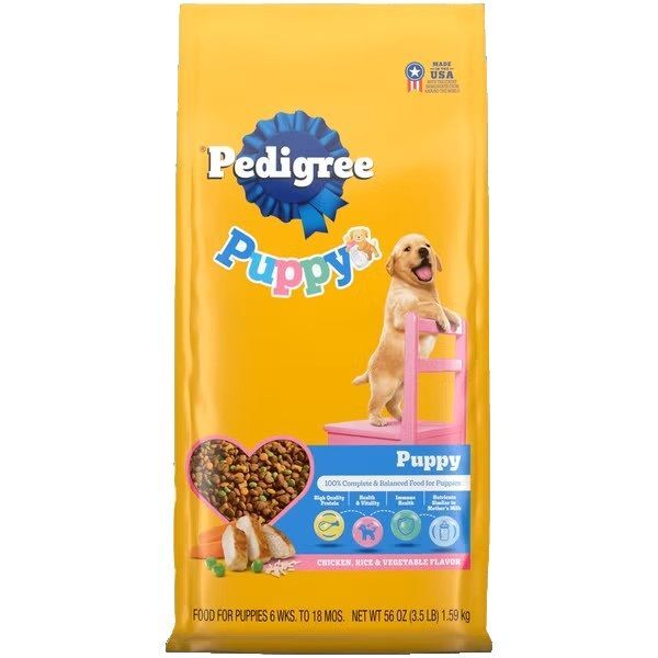 PEDIGREE Puppy Growth & Protection Chicken & Vegetable Flavor Dog Food, 3.5-Lb