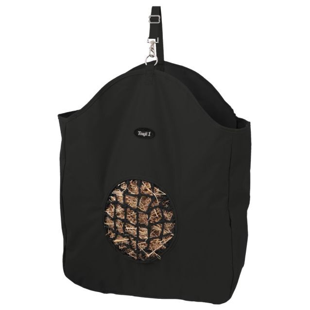 Tough1 Black Nylon Hay Bag with Round Net Front, 10-In