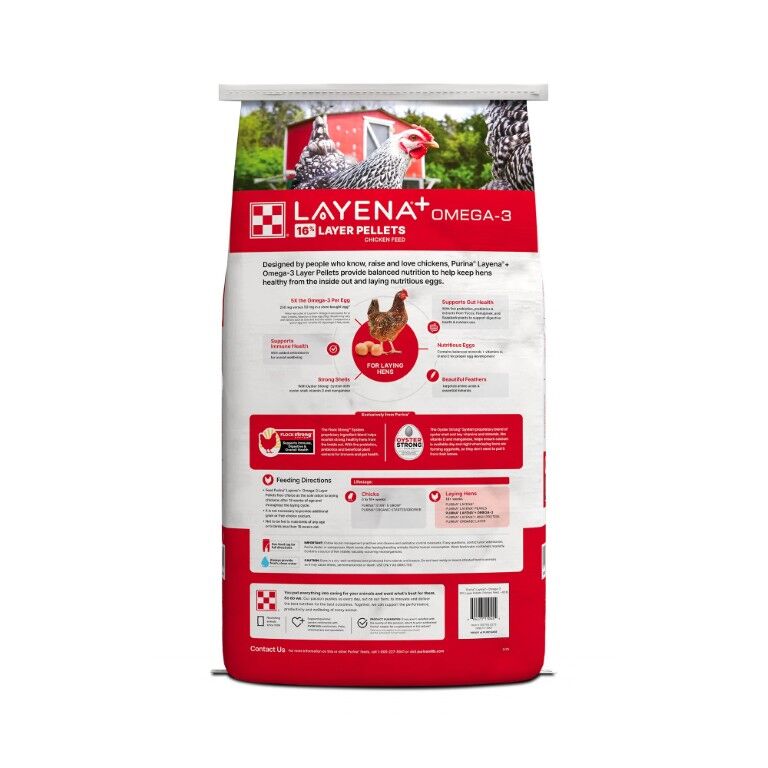 Purina Layena + Omega-3 16% Layer Hen Feed, 40-Lb